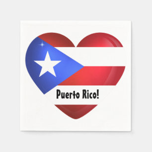 Servilleta De Papel Corazón de bandera de Puerto Rico