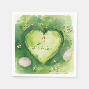 Servilleta De Papel Corazón de campo de golf en boda de golf