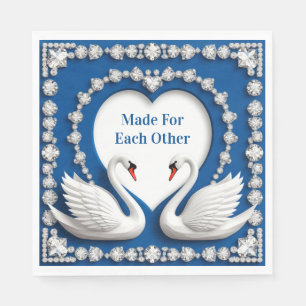 Servilleta De Papel Corazón de Cisne Romántico Diamante Boda