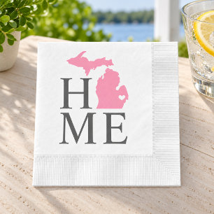 Servilleta De Papel Corazón de ciudad personalizado de Michigan rosa y