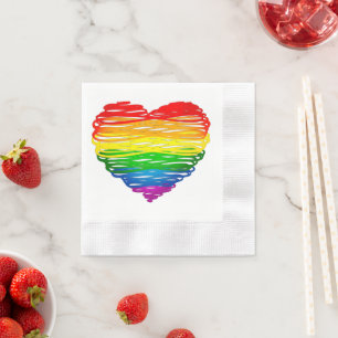 Servilleta De Papel Corazón de colores de arcoíris de SlipperyJoe gara