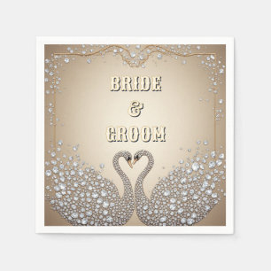 Servilleta De Papel Corazón de cristal de pareja de cisnes de boda rom