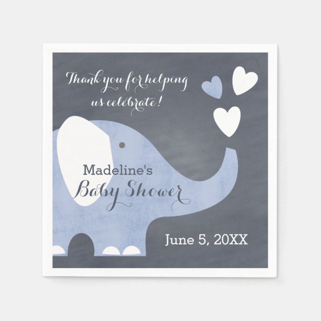 Servilleta De Papel Corazón de Elefante Azul (Anverso)