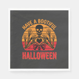 Servilleta De Papel Corazón de esqueleto de Halloween Bootiful puesta