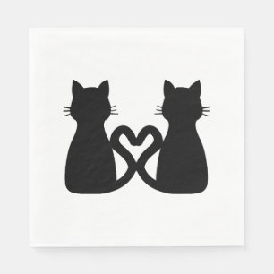 Servilleta De Papel corazón de gato negro