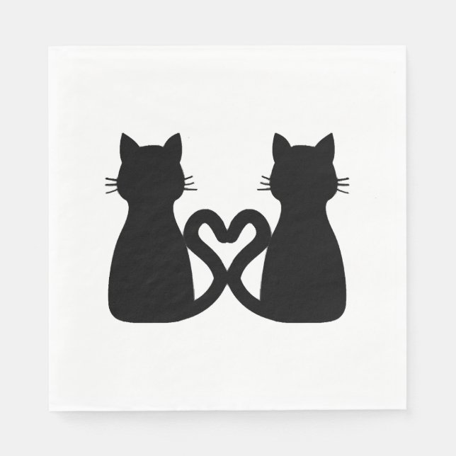 Servilleta De Papel corazón de gato negro (Anverso)