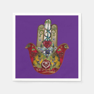 Servilleta De Papel Corazón de Granada Rojo de Pájaro Hamsa Rubí