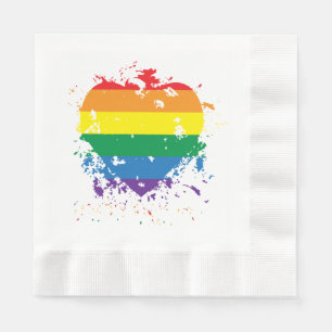 Servilleta De Papel Corazón de la bandera arcoiris del orgullo gay