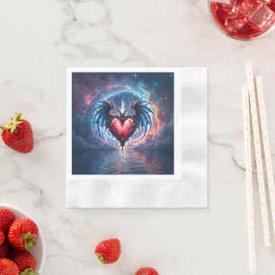Servilleta De Papel Corazón de la Luna Llamativo – Amor Cósmico Gótico