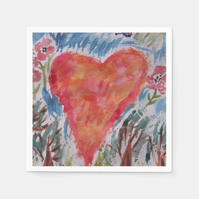Servilleta De Papel Corazón de las servilletas de papel planetario (Anverso)