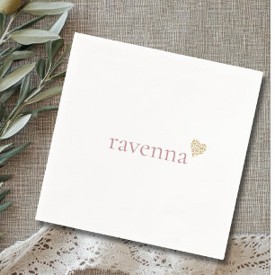 Servilleta De Papel Corazón de leopardo dorado con nombre personalizad