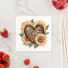Servilleta De Papel Corazón de Leopardo Floral