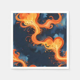 Servilleta De Papel Corazón de llamas fuego y cielos