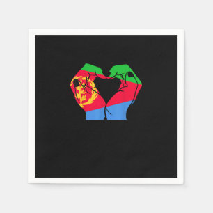Servilleta De Papel Corazón de manos con bandera eritrea