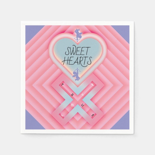 Servilleta De Papel Corazón de Origami X Corazones dulces (Anverso)