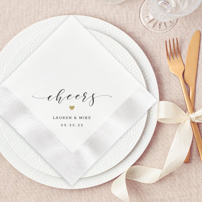 Servilleta De Papel Corazón de oro moderno para bodas (Subido por el creador)
