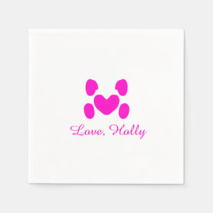 Servilleta De Papel Corazón de perro pata rosa mascota agregar nombre