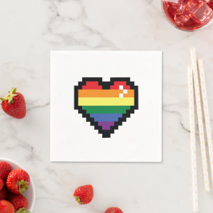 Servilleta De Papel Corazón de Píxel Arcoiris