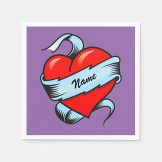 Servilleta De Papel Corazón de tatuaje personalizado