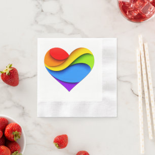 Servilleta De Papel Corazón en forma de SlipperyJoe en capas de arcoír
