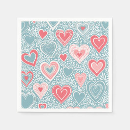 Servilleta De Papel Corazón floral folclórica suave azul Chica rosa Ru