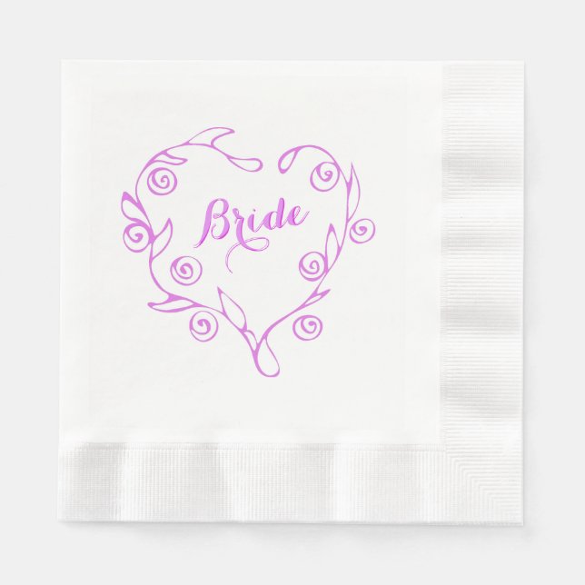 Servilleta De Papel Corazón floral rosa Ducha de novia Napkin (Anverso)