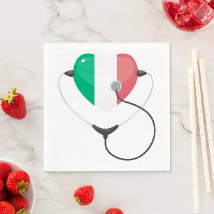 Servilleta De Papel Corazón italiano con estetoscopio de atención médi
