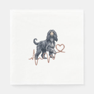 Servilleta De Papel Corazón Línea Latido Perro Lebrel Afgano