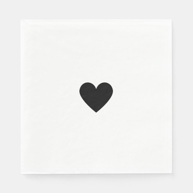 Servilleta De Papel Corazón moderno en blanco y negro (Anverso)