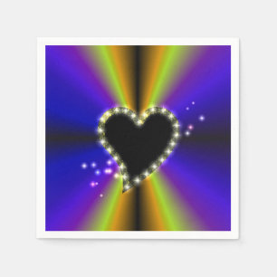 Servilleta De Papel Corazón negro con estrellas en arcoiris amarillo p
