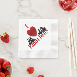 Servilleta De Papel Corazón Panda Bears