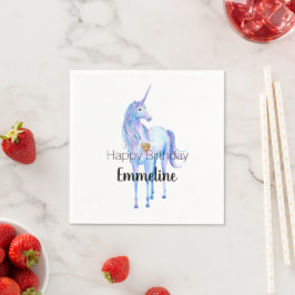 Servilleta De Papel Corazón Purpurina dorado morado unicornio personal