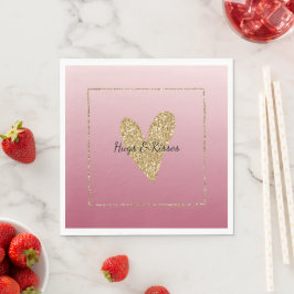 Servilleta De Papel Corazón Purpurina Ombre Rosa