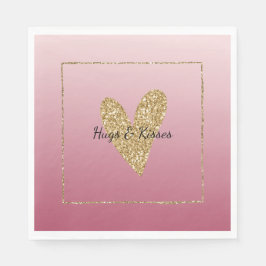 Servilleta De Papel Corazón Purpurina Ombre Rosa