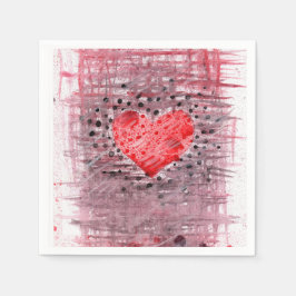 Servilleta De Papel Corazón Rojo Abstracto Grunge en Servilletas de Pa