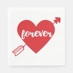 Servilleta De Papel Corazón Rojo Blanco Amor Eterno Boda Ducha Nupcial