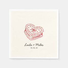 Servilleta De Papel Corazón rojo caprichoso boda minimalista 