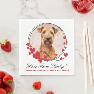 Servilleta De Papel Corazón Rojo Corona Perro Foto Terrier Irlandés