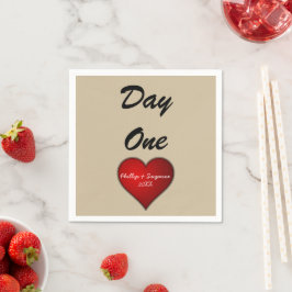 Servilleta De Papel Corazón rojo dulce y dulce Boda con nombres/año