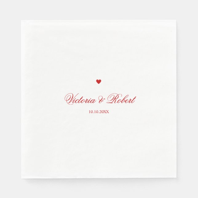 Servilleta De Papel Corazón Rojo Personalizado (Anverso)