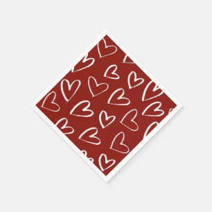 Servilleta De Papel Corazón rojo y blanco