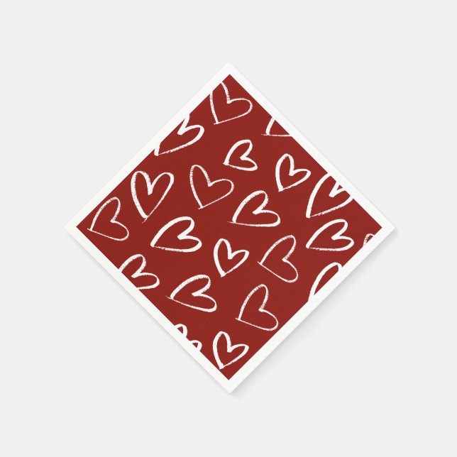 Servilleta De Papel Corazón rojo y blanco (Borde)