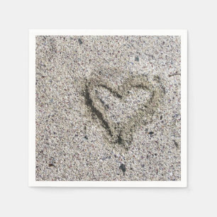 Servilleta De Papel Corazón romántico en foto de la arena