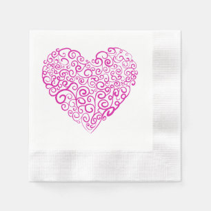 Servilleta De Papel Corazón rosa de escritura a mano espiral para Día
