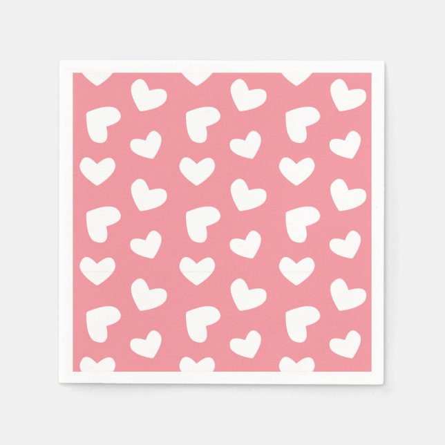 Servilleta De Papel Corazón rosa y blanco (Anverso)