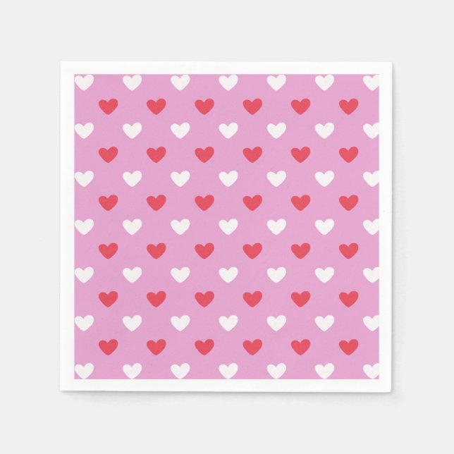 Servilleta De Papel Corazón rosa y blanco (Anverso)