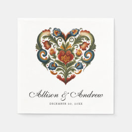 Servilleta De Papel Corazón Rosemaling | Arte popular noruego