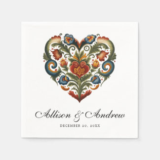 Servilleta De Papel Corazón Rosemaling | Arte popular noruego