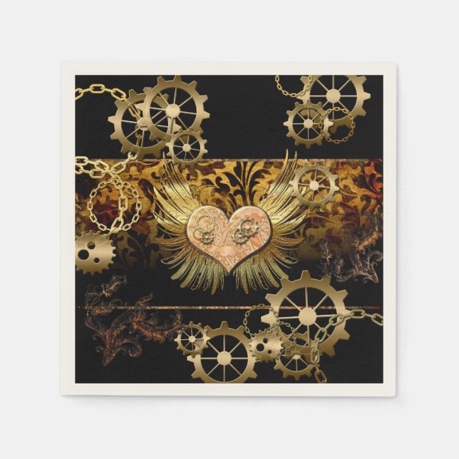 Servilleta De Papel Corazón Steampunk (Anverso)