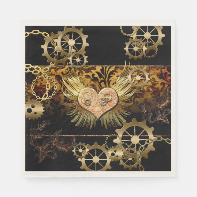 Servilleta De Papel Corazón Steampunk (Anverso)